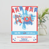 Zomer Zwembad Feest 4 juli Herdenkingsdag Rood Bla Kaart (Staand voorkant)