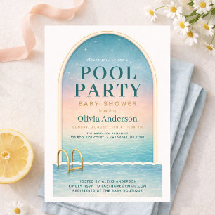 Zomer Zwembad Feest Baby Shower Kaart