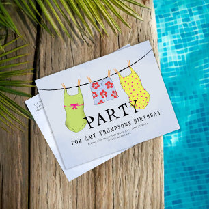 Zomer Zwembad Feest Kleurrijke Zwemkleding Briefkaart