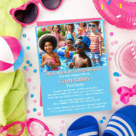 Zomer Zwembad Feest Meisje Verjaardagsuitnodiging Flyer