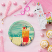 Zomer zwembad feest plezier in de zon cocktail papieren bordje (Feest)