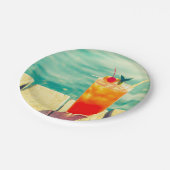 Zomer zwembad feest plezier in de zon cocktail papieren bordje (Gekanteld)