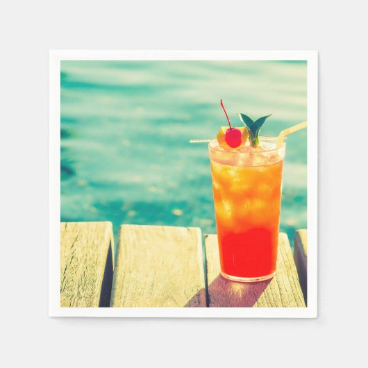 Zomer zwembad feest plezier in de zon cocktail servet (Voorkant)