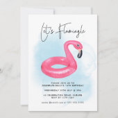 Zomer Zwembad Feest Roze Flamingo Tiener Verjaarda Kaart (Voorkant)