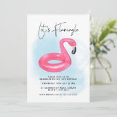 Zomer Zwembad Feest Roze Flamingo Tiener Verjaarda Kaart (Staand voorkant)