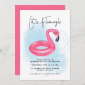 Zomer Zwembad Feest Roze Flamingo Tiener Verjaarda Kaart (Voorkant / Achterkant)