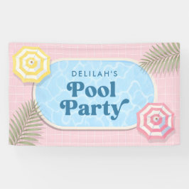 Zomer Zwembad Feest Roze Meisje Verjaardag Spandoek
