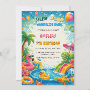 Zomer Zwembad Feest Spetterende Verjaardag Kaart