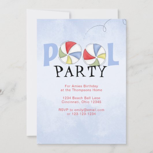 Zomer Zwembad Feest Strandballen Op Maat Kaart (Voorkant)