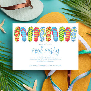 Zomer Zwembad Feest Trendy Flip Flops Kaart