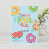 Zomer Zwembad Feest Uitnodiging, Tuinfeest Kaart (Staand voorkant)