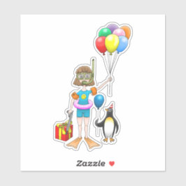 Zomer Zwembad Feest Verjaardag Sticker