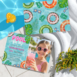 Zomer Zwembad Feest Verjaardagsuitnodiging Elke Le Kaart