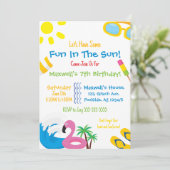 Zomer Zwembad Feest Verjaardagsuitnodiging Kaart (Staand voorkant)