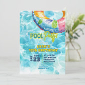 Zomer Zwembad Feest Verjaardagsuitnodiging Kaart (Staand voorkant)
