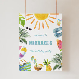 Zomer Zwembad Feest Welkomstbord Foto Afdruk