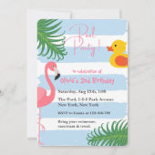 Zomer Zwembad Flamingo Rubber Eend Verjaardagsfees Kaart (Voorkant)