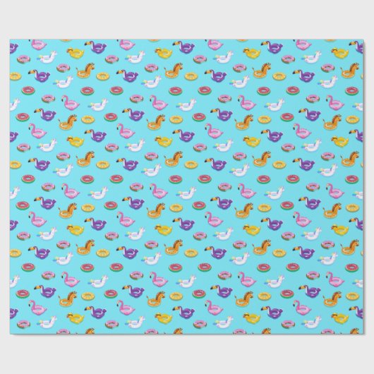 Zomer Zwembad Float Pattern Cadeaupapier (Vlak)