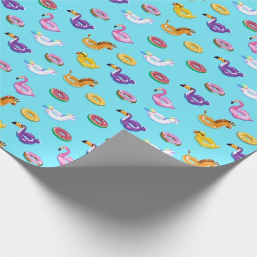 Zomer Zwembad Float Pattern Cadeaupapier (Hoek)