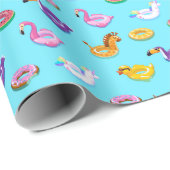 Zomer Zwembad Float Pattern Cadeaupapier (Rol Hoek)