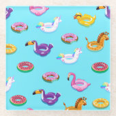 Zomer Zwembad Float Pattern Glazen Onderzetter (Voorkant)