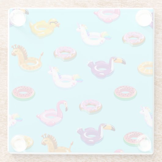 Zomer Zwembad Float Pattern Glazen Onderzetter (Achterkant)