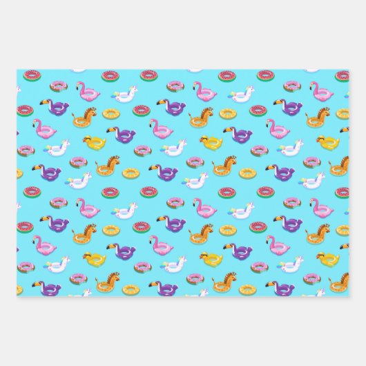 Zomer Zwembad Float Pattern Inpakpapier Vel (Voorkant 3)