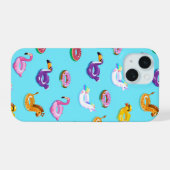 Zomer Zwembad Float Pattern iPhone 15 Case (Achterkant horizontaal)