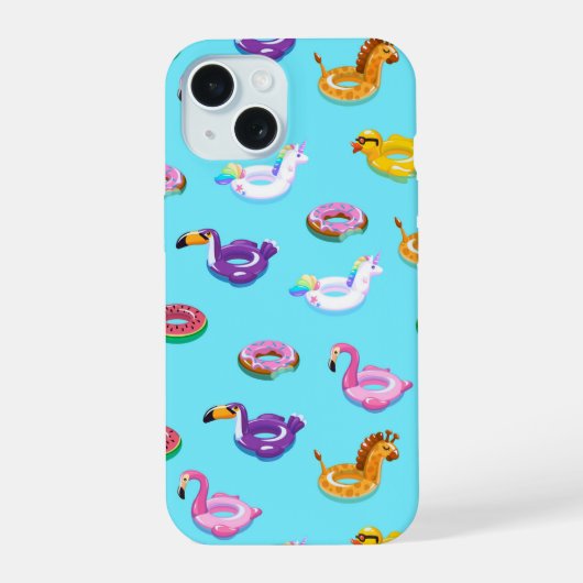 Zomer Zwembad Float Pattern iPhone 15 Case (Achterkant)