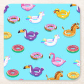 Zomer Zwembad Float Pattern Kartonnen Onderzetters (Voorkant)