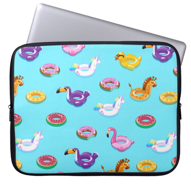 Zomer Zwembad Float Pattern Laptop Sleeve (Voorkant)