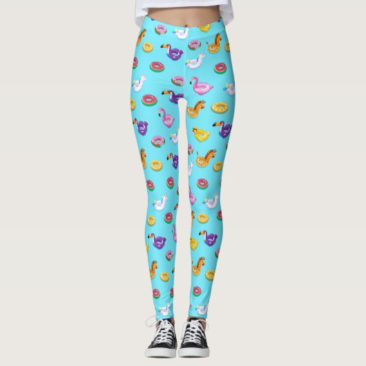 Zomer Zwembad Float Pattern Leggings (Voorkant)