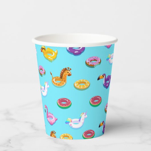 Zomer Zwembad Float Pattern Papieren Bekers (Voorkant)