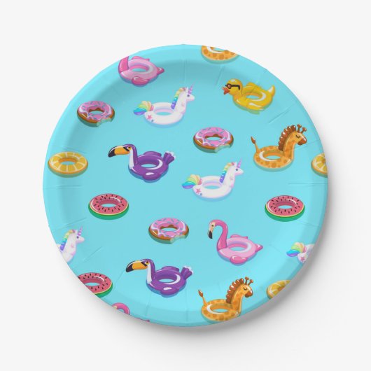 Zomer Zwembad Float Pattern Papieren Bordje (Voorkant)