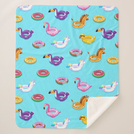 Zomer Zwembad Float Pattern Sherpa Deken (Voorkant)