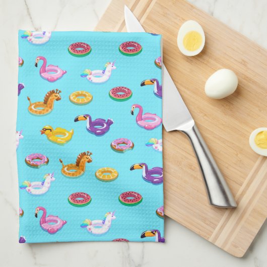 Zomer Zwembad Float Pattern Theedoek (Quarter Fold)