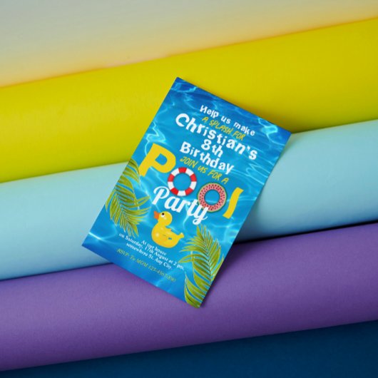 Zomer Zwembad Kinderen Verjaardag Party Uitnodigin Kaart