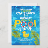 Zomer Zwembad Kinderen Verjaardag Party Uitnodigin Kaart (Voorkant)