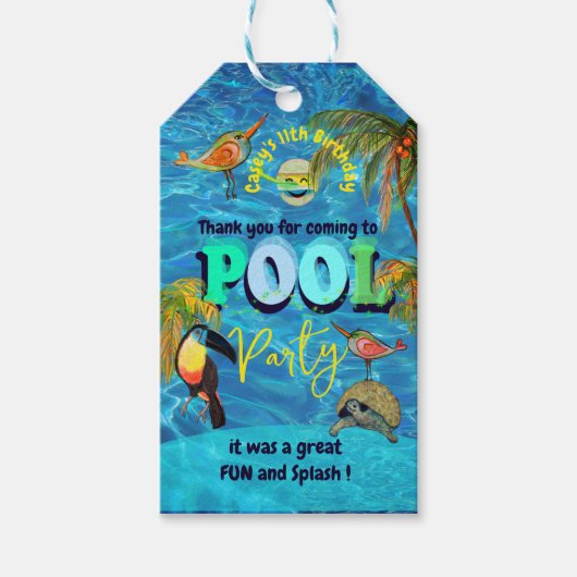 Zomer Zwembad Leuk Feest Verjaardag Dank u Cadeaulabel (Voorkant)