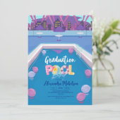 Zomer Zwembad Party Afstuderen Kaart (Staand voorkant)