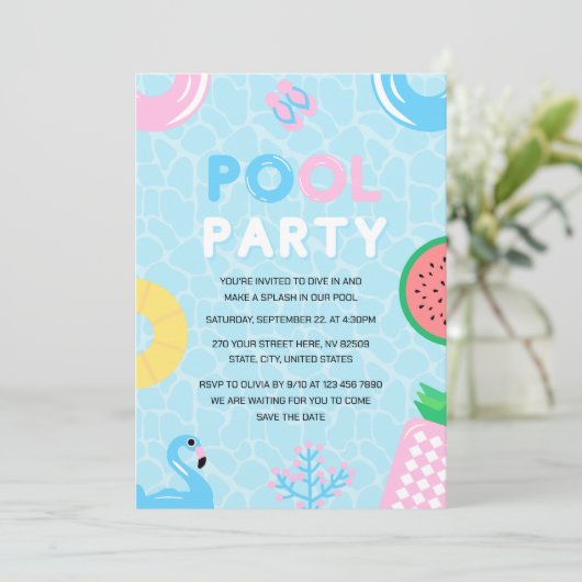 Zomer Zwembad Party Geslacht Onthullen Kaart (Staand voorkant)