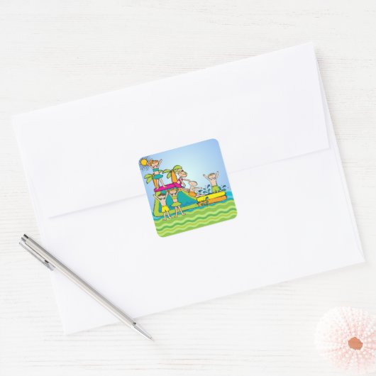 Zomer Zwembad Party Stickers (Envelop)