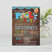 ZOMER ZWEMBAD PARTY UITNODIGING (Staand voorkant)