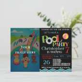 ZOMER ZWEMBAD PARTY UITNODIGING | ZWEMBAD VERJAARD (Staand voorkant)