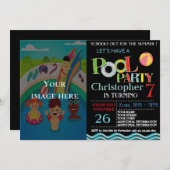 ZOMER ZWEMBAD PARTY UITNODIGING | ZWEMBAD VERJAARD (Voorkant / Achterkant)