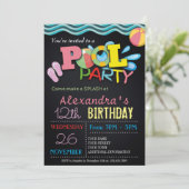 ZOMER ZWEMBAD PARTY UITNODIGING | ZWEMBAD VERJAARD (Staand voorkant)