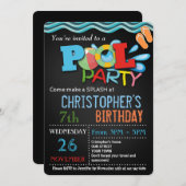 ZOMER ZWEMBAD PARTY UITNODIGING | ZWEMBAD VERJAARD (Voorkant / Achterkant)