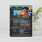 ZOMER ZWEMBAD PARTY UITNODIGING | ZWEMBAD VERJAARD (Staand voorkant)