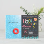 ZOMER ZWEMBAD PARTY UITNODIGING | ZWEMBAD VERJAARD (Staand voorkant)