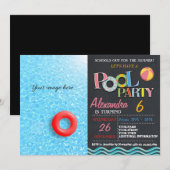 ZOMER ZWEMBAD PARTY UITNODIGING | ZWEMBAD VERJAARD (Voorkant / Achterkant)